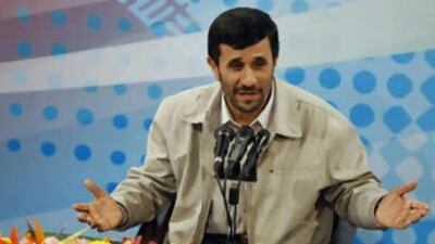 The Iranian President Mahmoud Ahmadinejad speaks during a press conference in Tehran before heading to New York for the UN General Assembly.