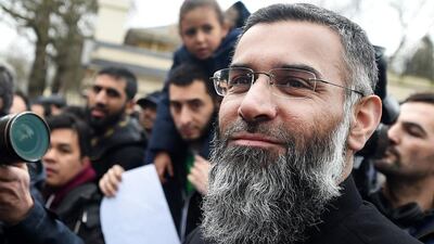 Anjem Choudary pictured on April 3, 2015, during a rally outside Regents Park mosque in London. Andy Rain/EPA