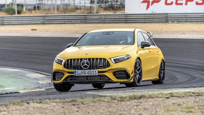 A CLA 45 S driver negotiates the first bend at Jarama.