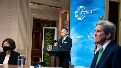 US President Joe Biden delivers remarks at virtual Leaders Summit on Climate in the White House. (EPA)