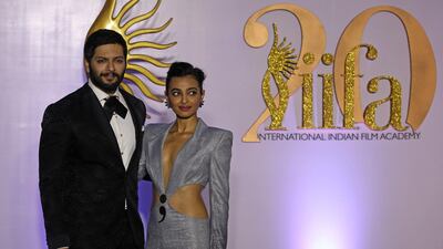 Indian actors Ali Fazal and Radhika Apte pose while arriving for the IIFA Rocks event as part of the 20th International Indian Film Academy (IIFA) in Mumbai, India, 16 September 2019.
