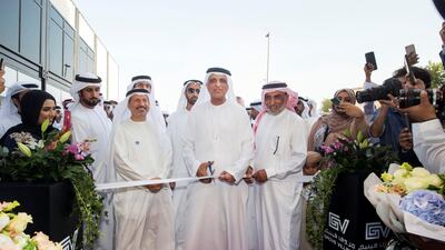 Sheikh Saud bin Saqr Al Qasimi, Ruler of Ras Al Khaimah, at the opening of Grove Village Mall. Ruel Pableo for The National