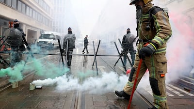 The firefighters' rally. Reuters