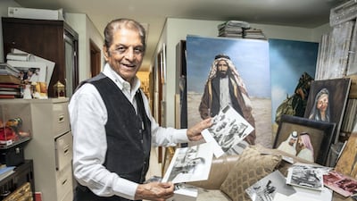 Photographer and painter Ramesh Shukla, at his home in Dubai. Ramesh took pictures of the Spirit of the Union in 1970 and has been steadily documenting the UAE throughout the years ammasing a body of work unparralled in the history of the country. Photo: Antonie Robertson/The National