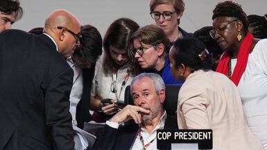Andre Correa do Lago, the Cop 30 president, during a plenary session at Cop 30 in Belem, Brazil. AP
