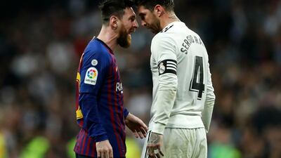 Lionel Messi and Sergio Ramos will not square off on October 26 after the clasico between Barcelona and Real Madrid was postponed. AP Photo