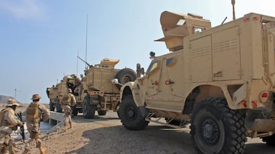 Soldiers loyal to Saudi-led coalition forces are seen in Aden.