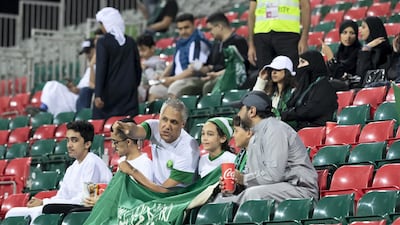 Saudi Arabia supporters are in great spirits before their Asian Cup game against North Korea at Rashid Stadium in Dubai.