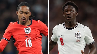 Djed Spence and Kobbie Mainoo in England's kits. Getty Images
