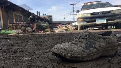 The site of a bomb blast that killed at least 21 people at a vegetable market in Parachinar, the capital of Kurram tribal district in north-west Pakistan, on January 21, 2017. Ali Jan / AFP