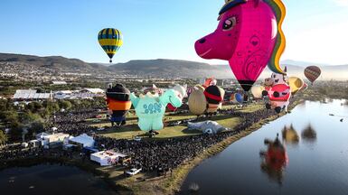 Hot-air balloons are launched over the city of Leon, Mexico, during the 2025 International Balloon Festival. AFP