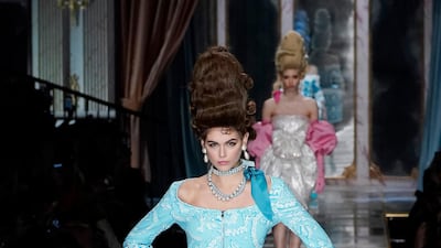 Kaia Gerber walks the runway during the Moschino fashion show as part of Milan Fashion Week on February 20, 2020. Getty Images