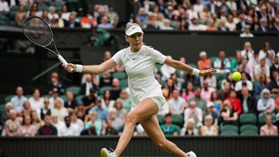 Katie Boulter during the match against sixth seed Karolina Pliskova. AFP