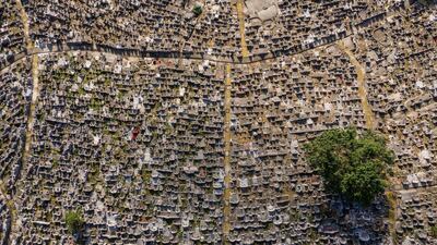 A packed cemetery.