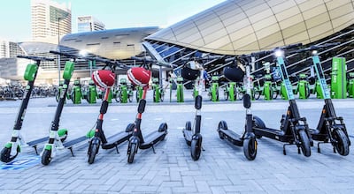 Dubai is promoting the safe use of e-scooters to help take more cars off the road and boost the environment. Photo: RTA