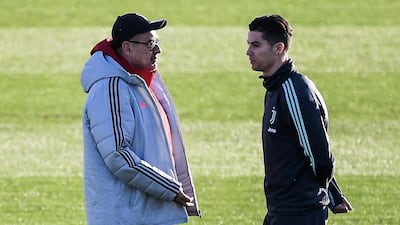 Maurizio Sarri and Cristiano Ronaldo won the Scudetto during their one season together at Juventus. AFP
