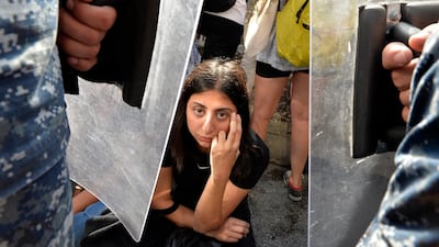 A protester near the Lebanese parliament in Beirut 19 November 2019. EPA