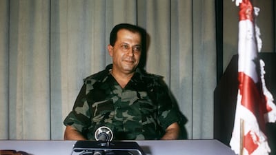 Michel Aoun on July 13, 1984 in Beirut, when the Lebanese president was 39. AFP
