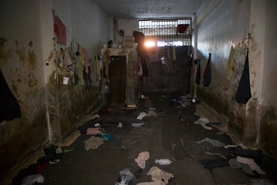 A detention cell at the Palestine Branch, also known as Branch 235, in Damascus. Getty Images