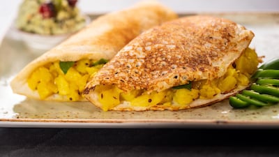 Dosas with potatoes and coconut chutney. Photo: The Beet Box