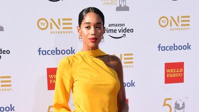 Laura Harrier in Pyer Moss. Photo: AP