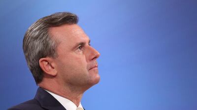 Right-wing Austrian residential candidate Norbert Hofer reacts during a television interview in Vienna after the election on December 4, 2016. Alex Domanski / Getty Images