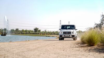 Sheikh Mohammed bin Rashid, Vice President and Ruler of Dubai, takes Sheikh Mohamed bin Zayed, Crown Prince of Abu Dhabi and Deputy Supreme Commander of the Armed Forces, out for a tour of Al Marmoom Lakes on Monday. Courtesy: Sheikh Mohammed bin Rashid Twitter