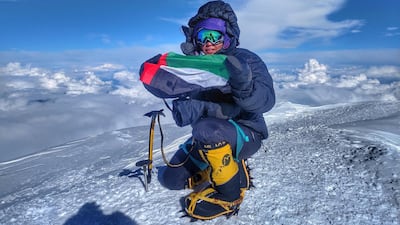 Hanady Al Hashmi, the first Emirati woman to reach the top of Alaska's Denali mountain (pictured), travels to Indonesia next week with Tima Deryen. Courtesy: Hanady Al Hashmi