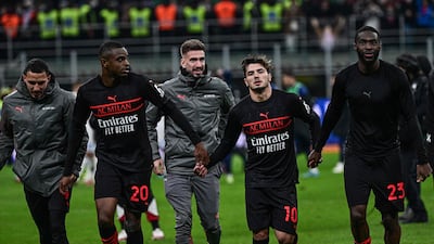Ismael Bennacer, left, and Brahim Diaz, second right, have powered Milan's Champions League charge. AFP