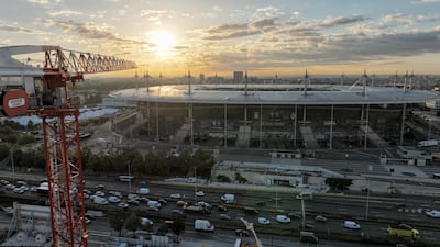 Construction of an aquatic arena near the Stade de France at Saint-Denis, north of Paris. AFP