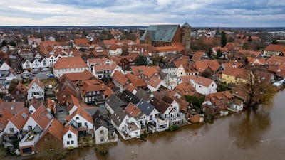 An aerial view of Verden was hit by floodwater after the Aller River burst its banks. EPA
