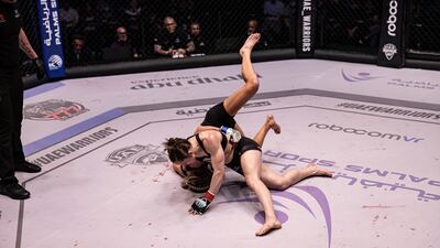 Josefine Knutsson and Jacinta Austin in Abu Dhabi on Saturday.