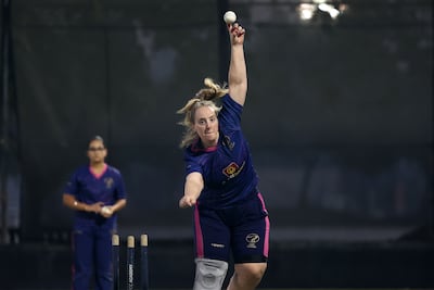 Katie Thompson. UAE women's team training ahead of the T20 World Cup Asia qualifier. ICC Academy. Sports City, Dubai. Chris Whiteoak / The National