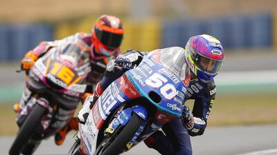 Swiss Moto3 rider Jason Dupasquier, right, of CarXpert PruestelGP. EPA
