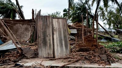 The door of a destroyed house is pictured in the village of Nacate, south Macomia, Cabo Delgado province, Mozambique, after the cyclone Kenneth hit the area. Heavy rains from a powerful cyclone lashed northern Mozambique sparking fears of flooding as aid workers arrived to assess the damage, just weeks after the country suffered one of the worst storms in its history. AFP