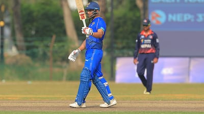 UAE's Sohaib Khan after reaching 50 against Nepal