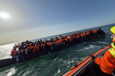 The inflatable boat carrying 230 people across the English Channel. Photo: SNSM