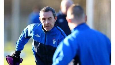 David Weir the Glasgow Rangers captain, takes part in training yesterday. The fact the Scottish champions are in contention to progress from Group C with two games to go should be applauded.