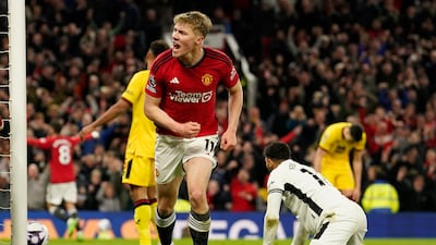 Rasmus Hojlund scored Manchester United's fourth goal to secure the victory. AP
