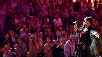 Lebanese diva Jahida Wehbe performs during the annual Baalbeck International Festival in Lebanon. EPA