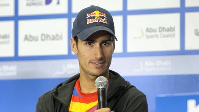 Mario Mola at the launch of the ITU World Triathlon Abu Dhabi at Yas Marina. Leslie Pableo for The National