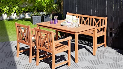 Jutlandia Hamar garden table, bench and two chairs; Dh1,250