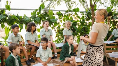 Pupils learn in a biodome at Arbor School in Dubai. Photo: T4 Education