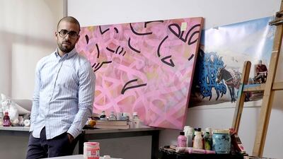 El Seed, a Tunisian graffiti artist is in Dubai for a year-long residency at Tashkeel. Antonie Robertson / The National