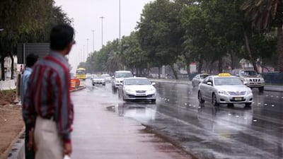 The rain poured in Abu Dhabi today and weather forecasters have predicted more in the coming week. Paul Driscoll / The National