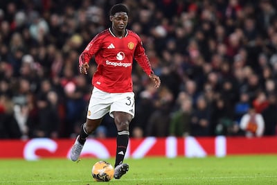 Kobbie Mainoo in action for Manchester United during their FA Cup defeat to Brighton. AFP