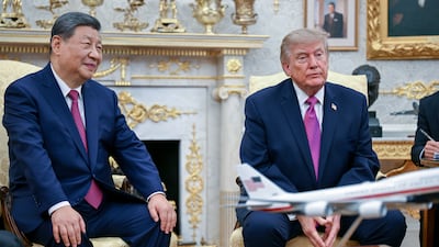 Xi Jinping, China's President, left, and US President Donald Trump during a meeting in the Oval Office of the White House. Bloomberg