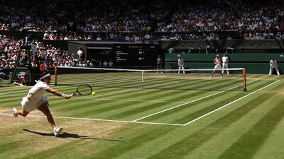 Ons Jabeur stretched for a return. Reuters