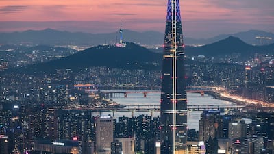 Tthe Lotte Tower is a 123-storey skyscraper in Seoul. Ed Jones / AFP Photo