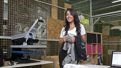 Luma Makhlouf, Ursom's co-founder and jack of all trades, at her workspace in a warehouse in Dubai's Al Quoz industiral area. Antonie Robertson / The National